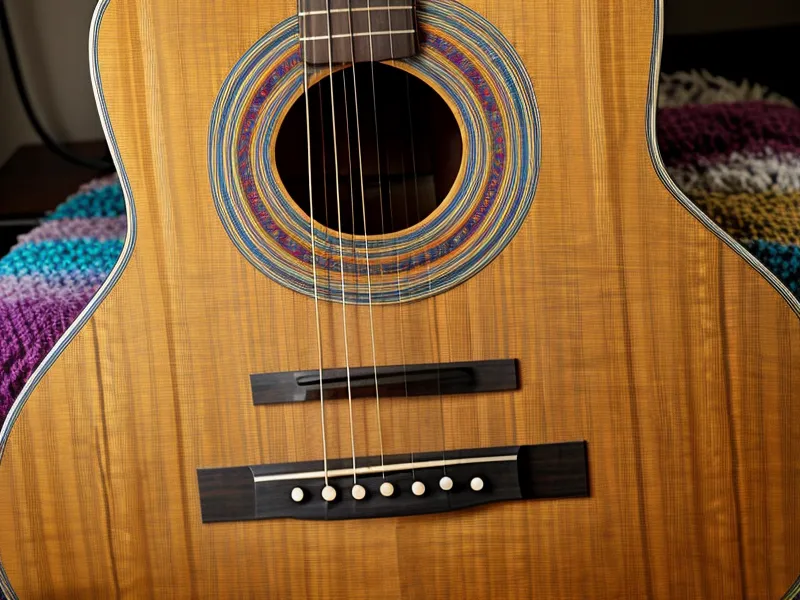 Gitarre und Tablet mit Kursvergleich auf einem gemütlichen Bett